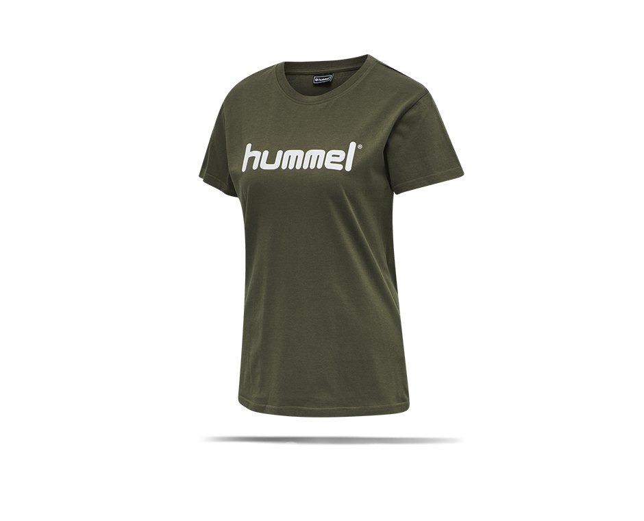 HUMMEL Cotton T-Shirt Logo Damen Grün F6084