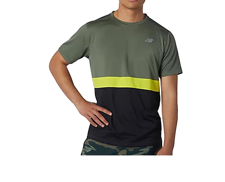 NEW BALANCE Striped Accelered T-Shirt Grün (NSE)