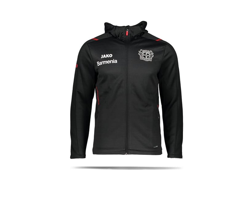 140 Jako Bayer 04 Leverkusen Einlaufjacke mit Kapuze schwarz-rot Kinder schwarz/rot