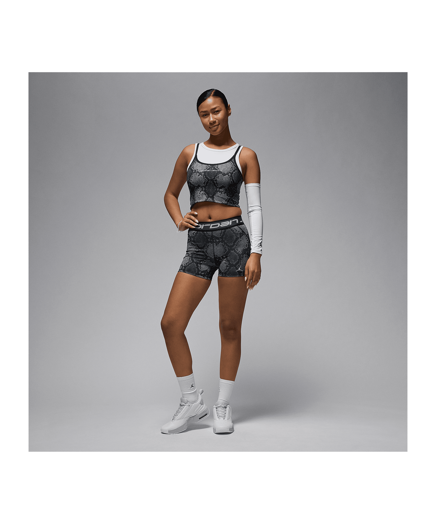 Nike AOP Crop Tanktop Damen Schwarz F010 - schwarz